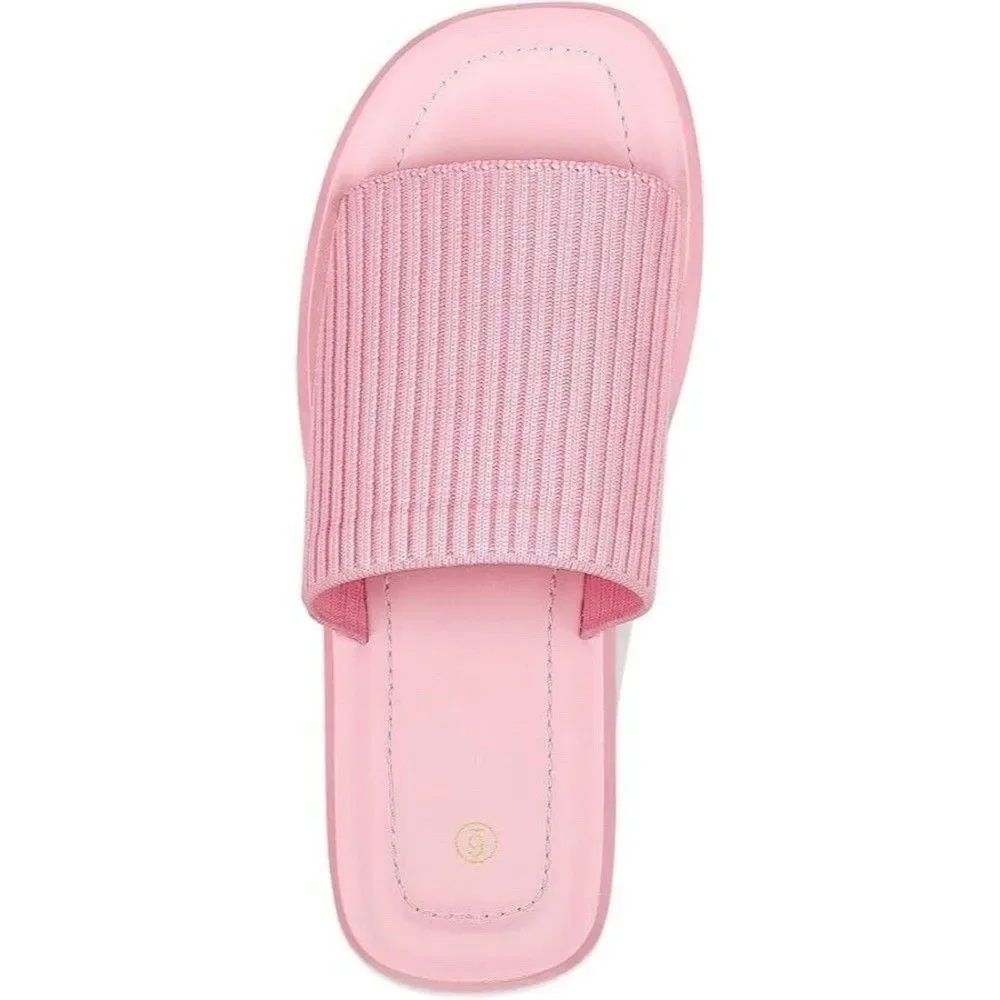 Womens Knit Platform Sandals Size 10 Pink Summer Slip On Open Toe Wedge